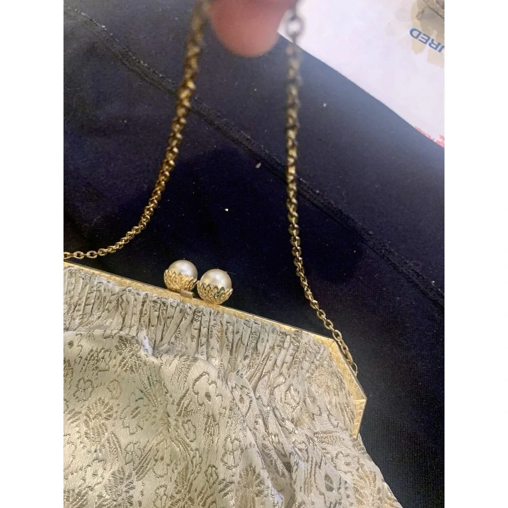 Vintage Brocade Evening Bag Made In France For Salisburys With Vintage Mirror